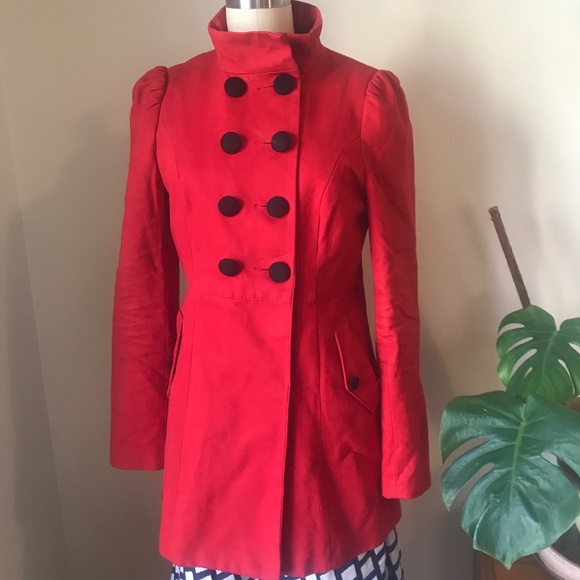 super soft red military style coat - Picture 1 of 2